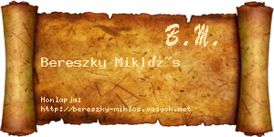 Bereszky Miklós névjegykártya